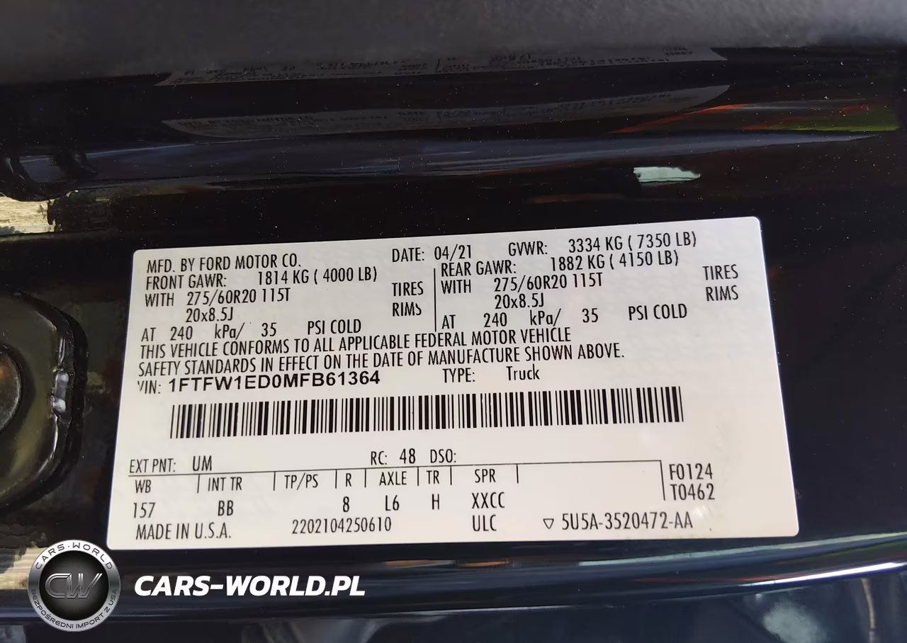 2021 Ford F-150 Platinum VIN:1FTFW1ED0MFB61364 - 9