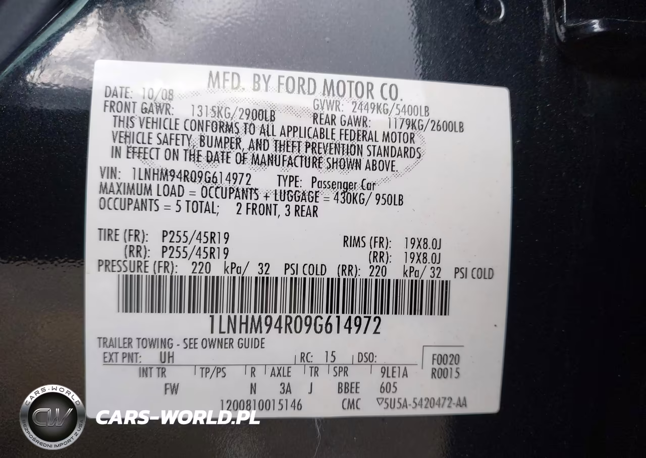 2009 Lincoln Mks VIN:1LNHM94R09G614972 - 9