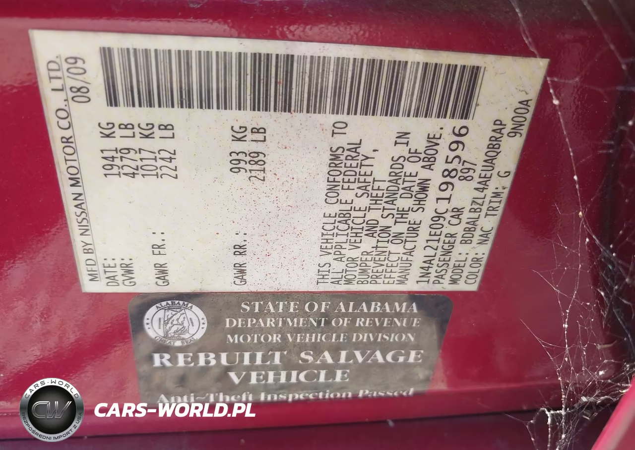 2009 Nissan Altima 2.5 S VIN:1N4AL21E09C198596 - 9