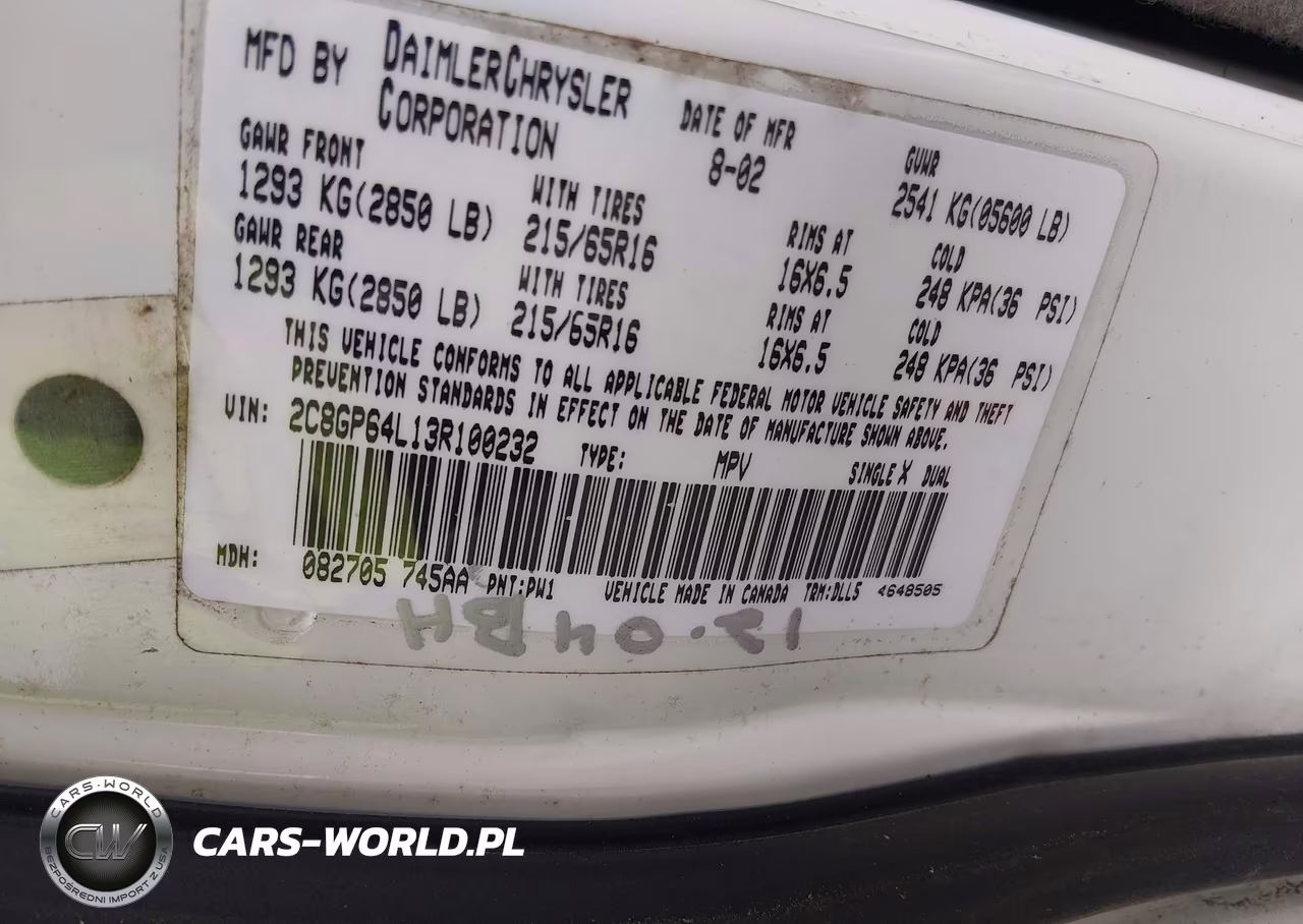 2003 Chrysler Town & Country Limited VIN:2C8GP64L13R100232 - 9