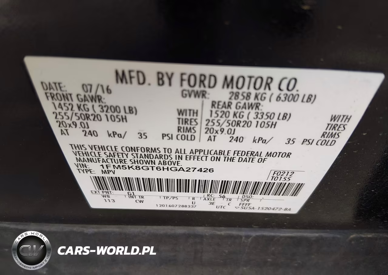 2017 Ford Explorer Sport VIN:1FM5K8GT6HGA27426 - 9