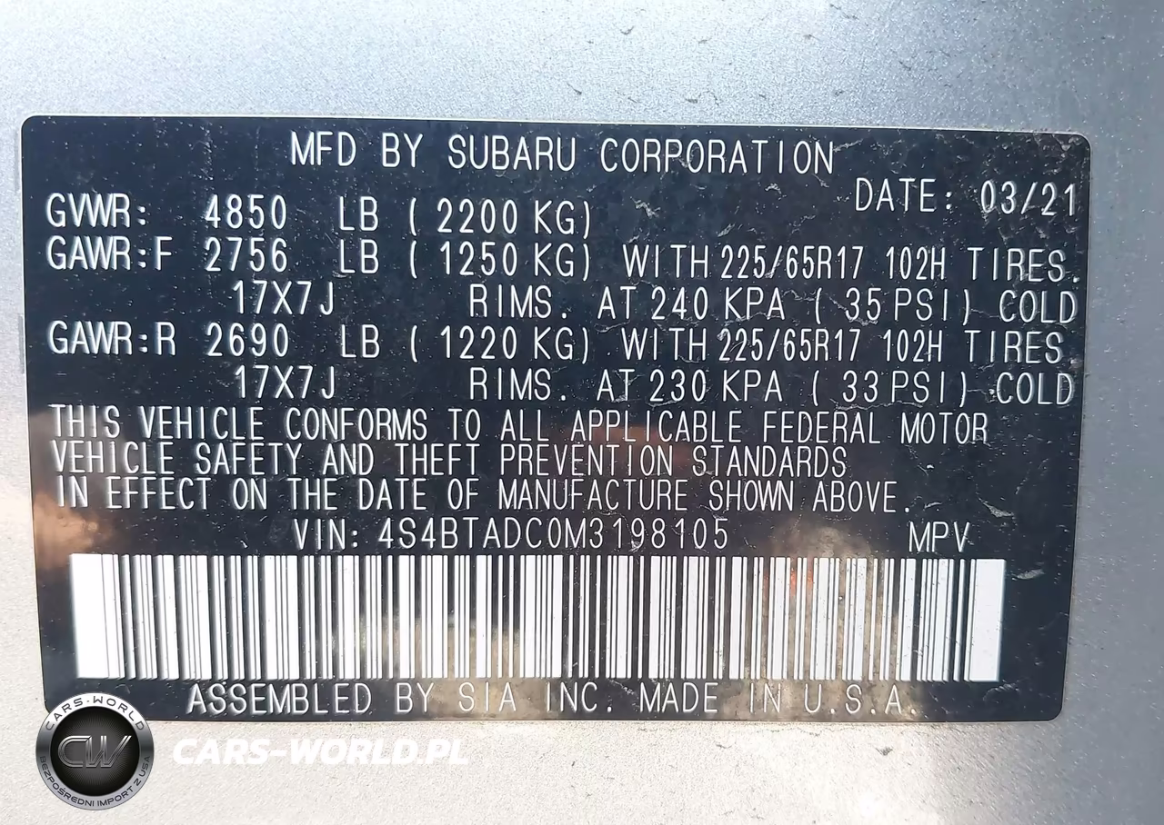 2021 Subaru Outback Premium VIN:4S4BTADC0M3198105 - 9