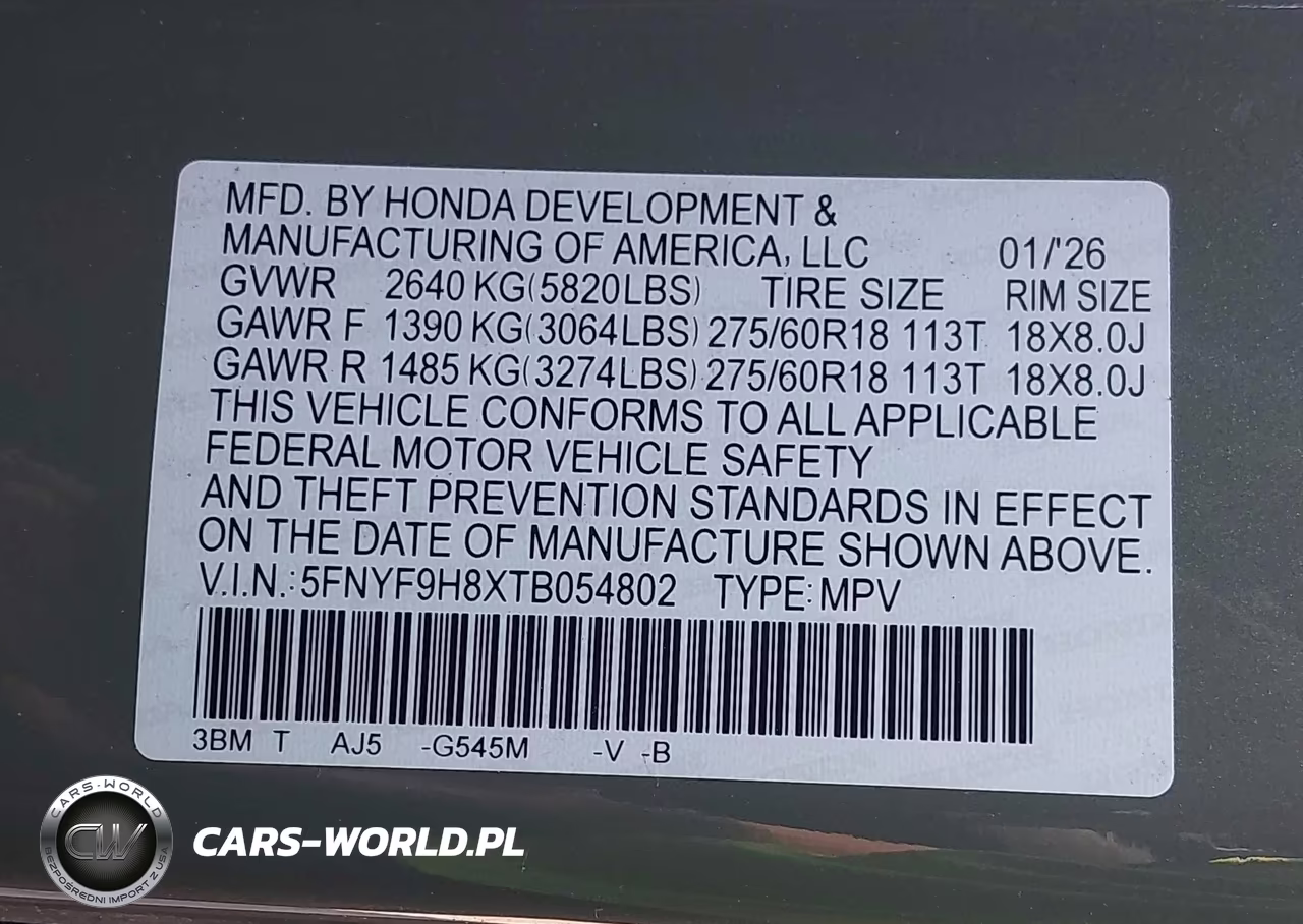 2026 Honda Passport Awd Trailsport Elite-Awd Trailsport Elite Blackout VIN:5FNYF9H8XTB054802 - 9