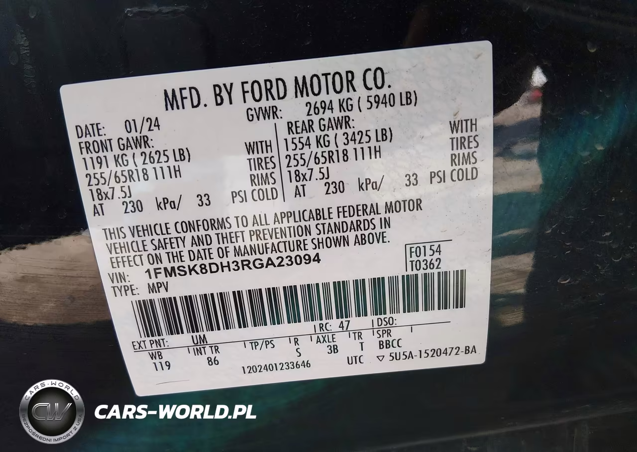 2024 Ford Explorer Xlt VIN:1FMSK8DH3RGA23094 - 9