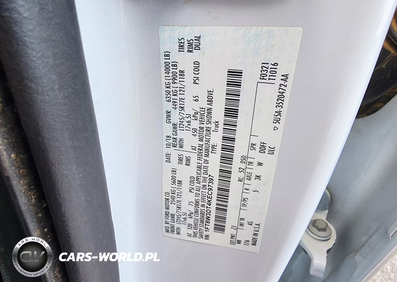 2019 Ford F-350 Xl VIN:1FT8W3DT4KEC97397 - 9