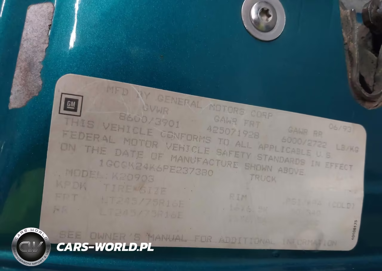 1993 Chevrolet Gmt-400 K2500 VIN:1GCGK24K6PE237380 - 9