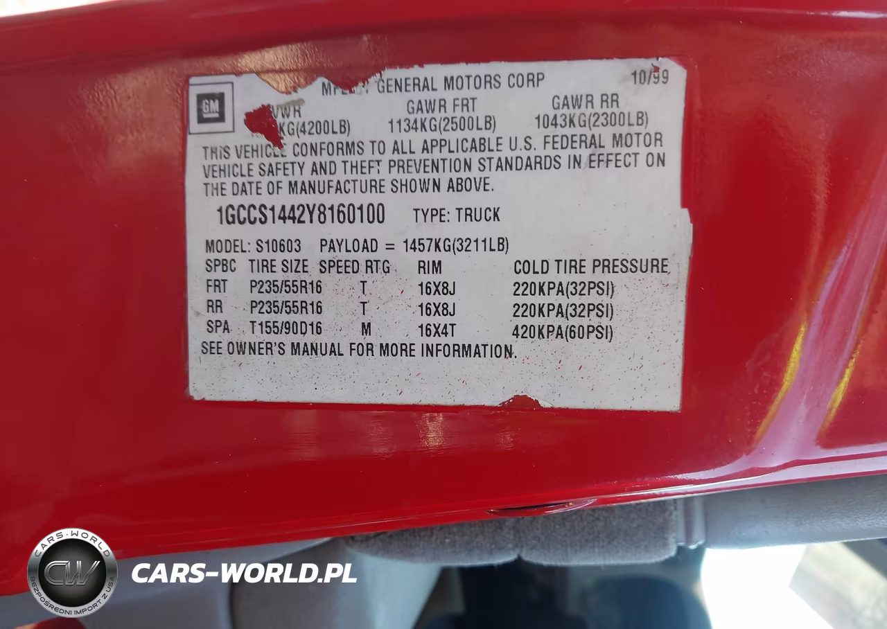 2000 Chevrolet S-10 Ls VIN:1GCCS1442Y8160100 - 9