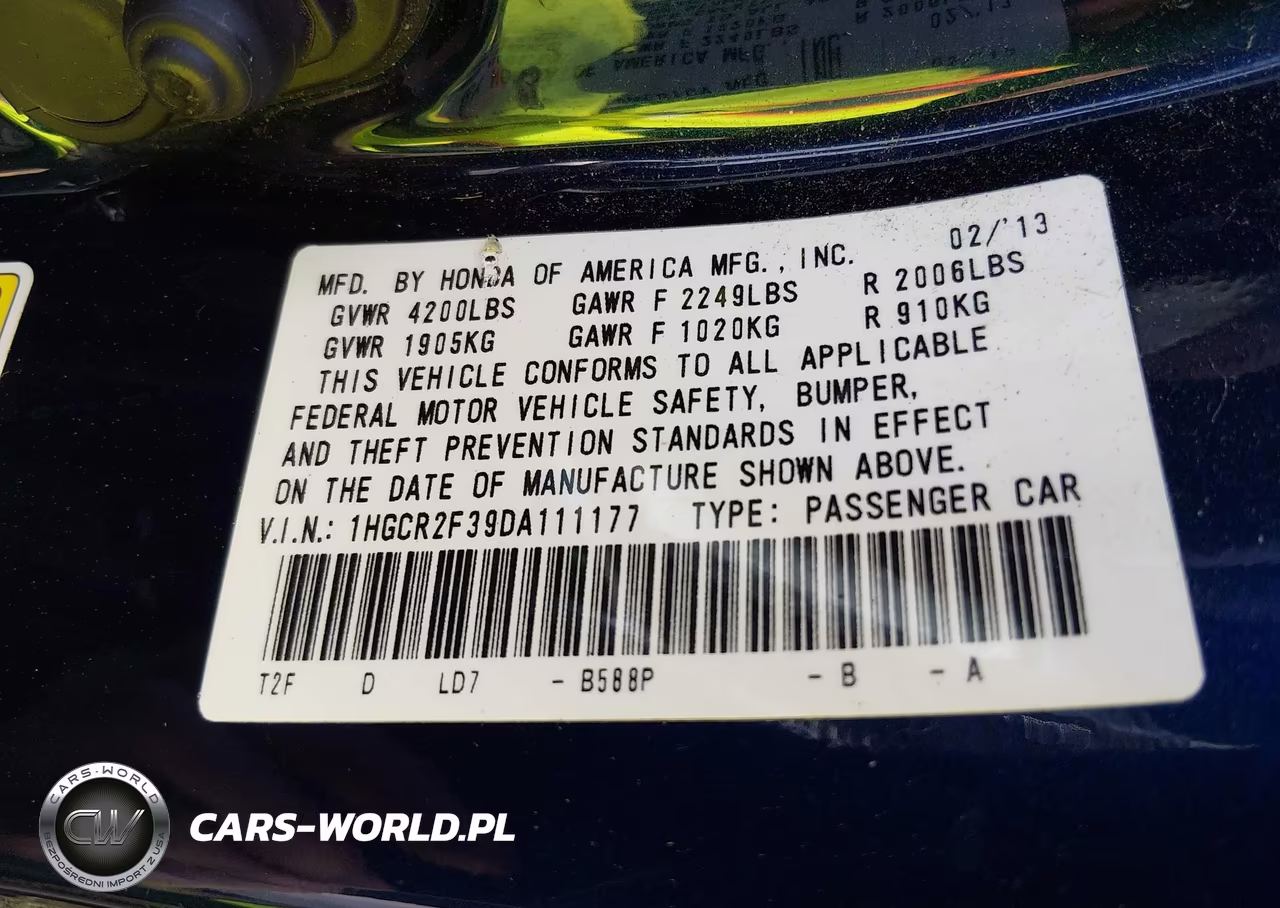 2013 Honda Accord Lx VIN:1HGCR2F39DA111177 - 9