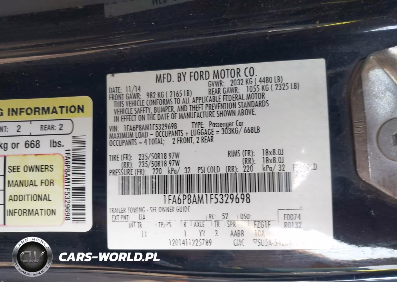 2015 Ford Mustang V6 VIN:1FA6P8AM1F5329698 - 9