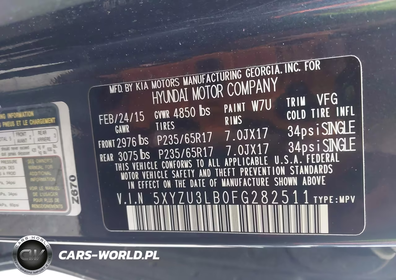 2015 Hyundai Santa Fe Sport 2.4L VIN:5XYZU3LB0FG282511 - 9