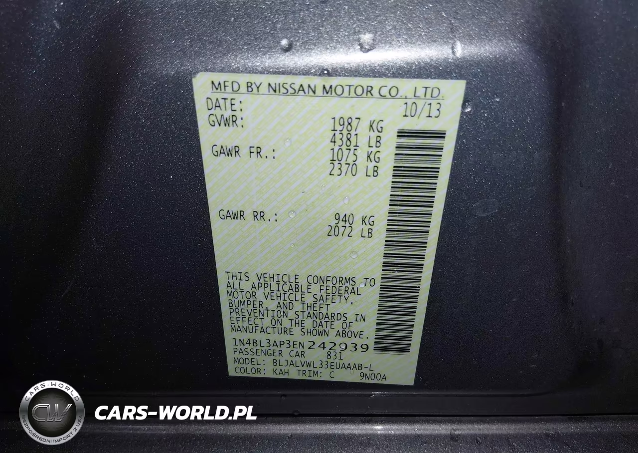 2014 Nissan Altima 3.5 Sl VIN:1N4BL3AP3EN242939 - 9