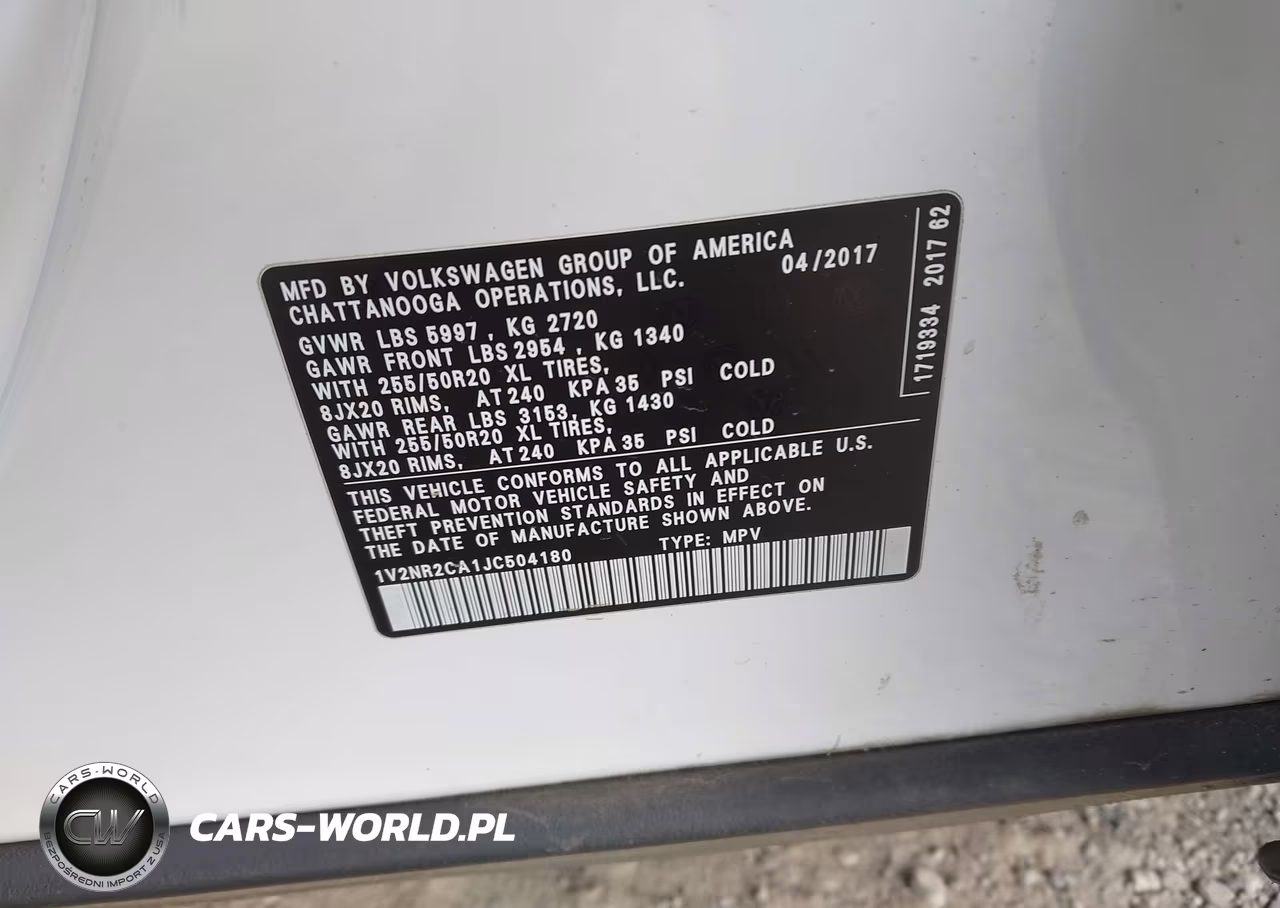 2018 Volkswagen Atlas 3.6L V6 Sel Premium VIN:1V2NR2CA1JC504180 - 9