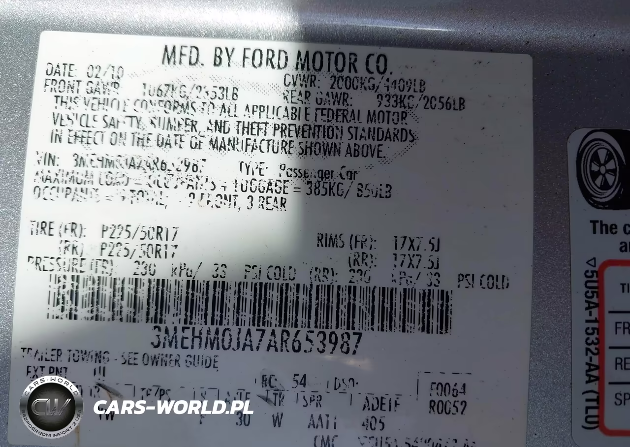 2010 Mercury Milan Premier VIN:3MEHM0JA7AR653987 - 9