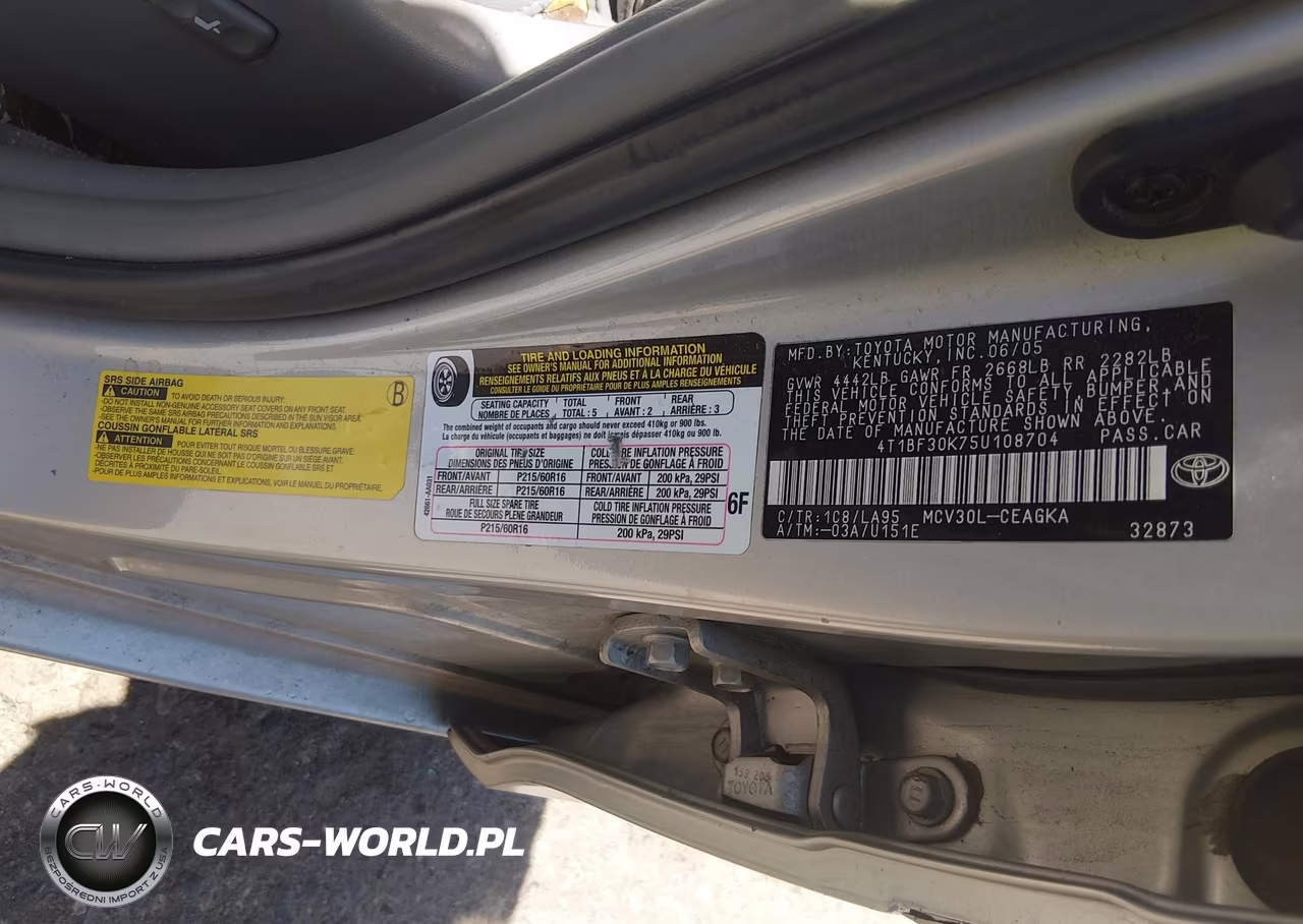 2005 Toyota Camry Xle V6 VIN:4T1BF30K75U108704 - 9