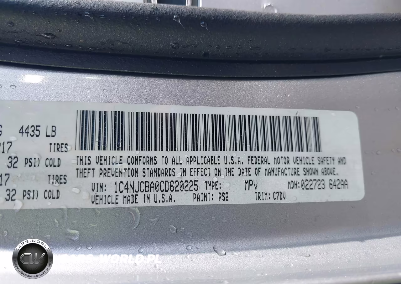 2012 Jeep Compass Sport VIN:1C4NJCBA0CD620225 - 9