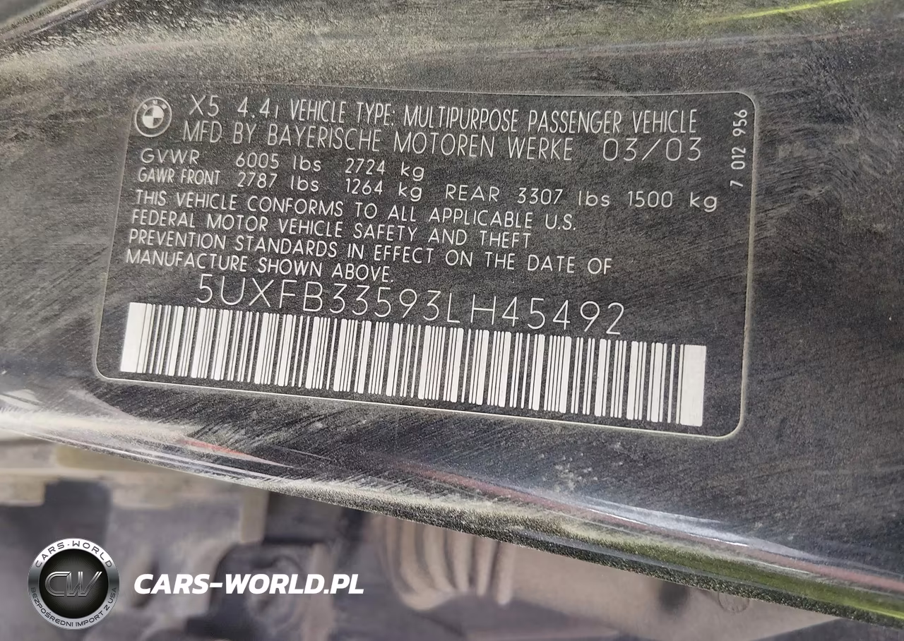2003 BMW X5 4.4I VIN:5UXFB33593LH45492 - 9