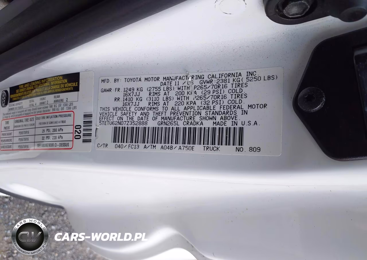 2007 Toyota Tacoma Prerunner V6 VIN:5TETU62N07Z352888 - 9