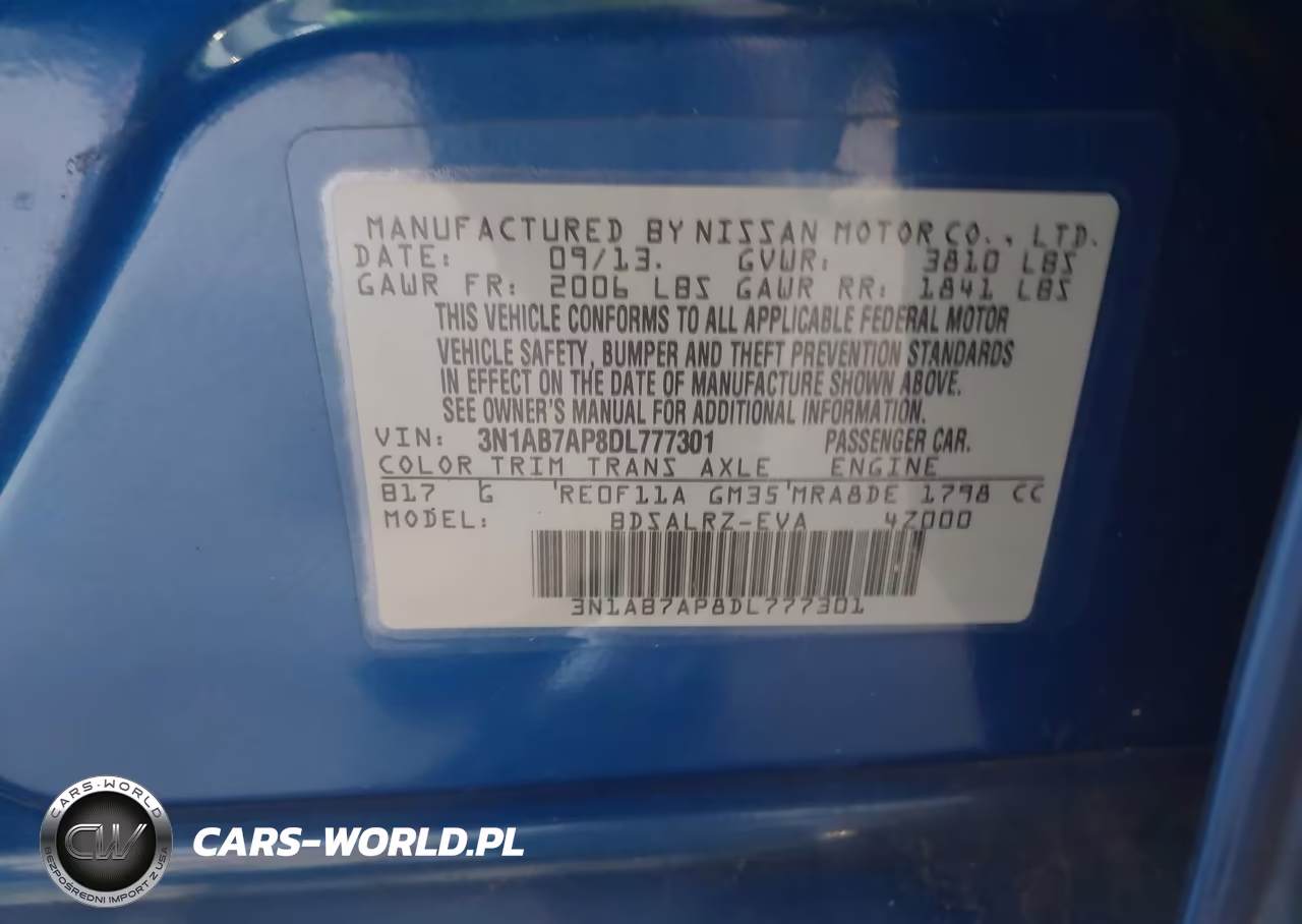 2013 Nissan Sentra Sr VIN:3N1AB7AP8DL777301 - 9