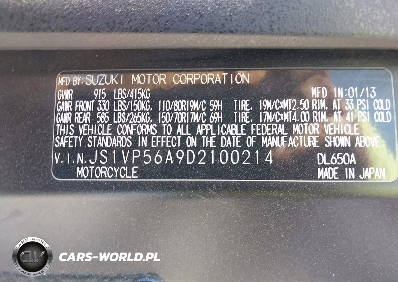 2013 Suzuki Dl650 A VIN:JS1VP56A9D2100214 - 10