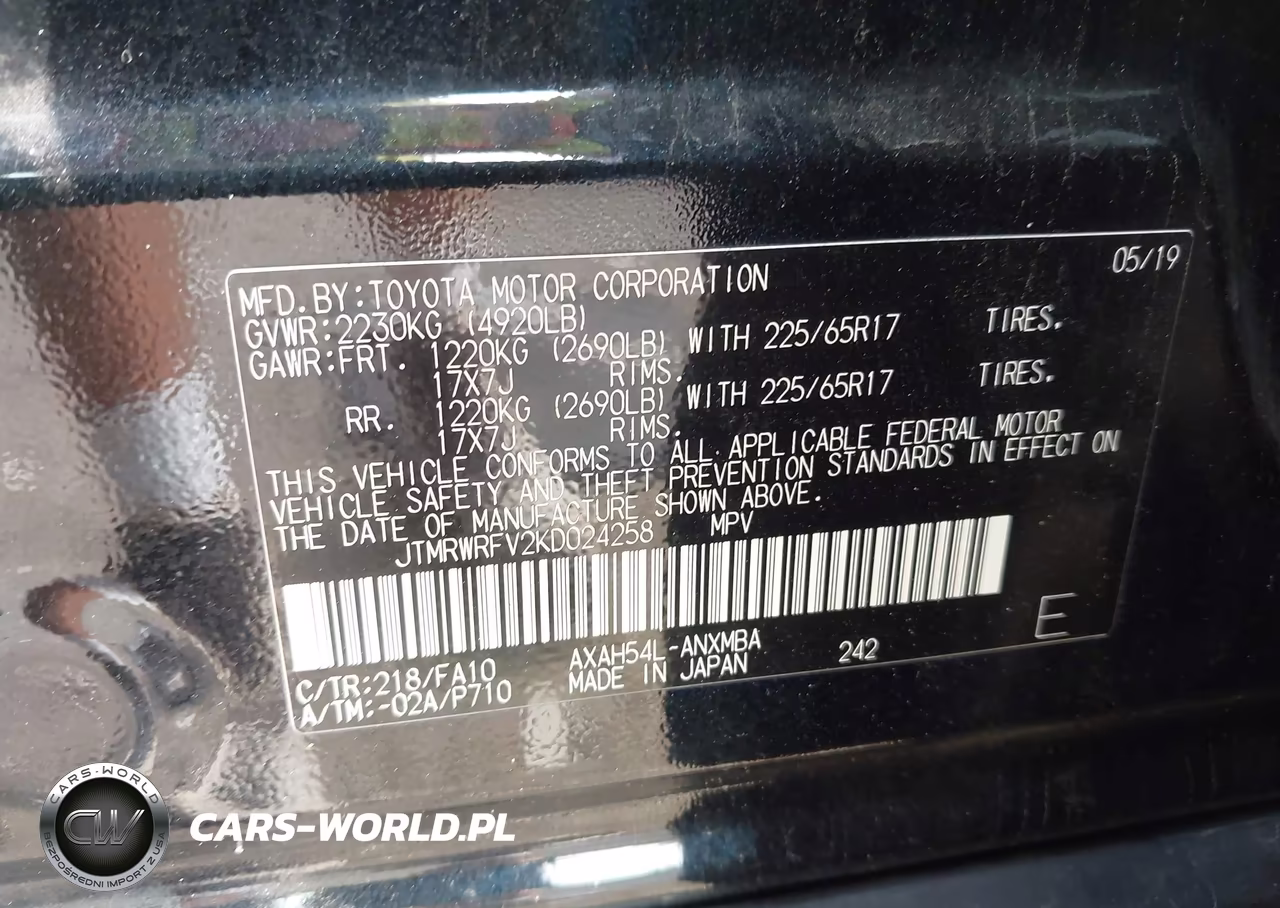 2019 Toyota Rav4 Hybrid Xle VIN:JTMRWRFV2KD024258 - 9