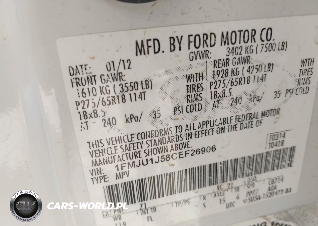 2012 Ford Expedition Xlt VIN:1FMJU1J58CEF26906 - 9