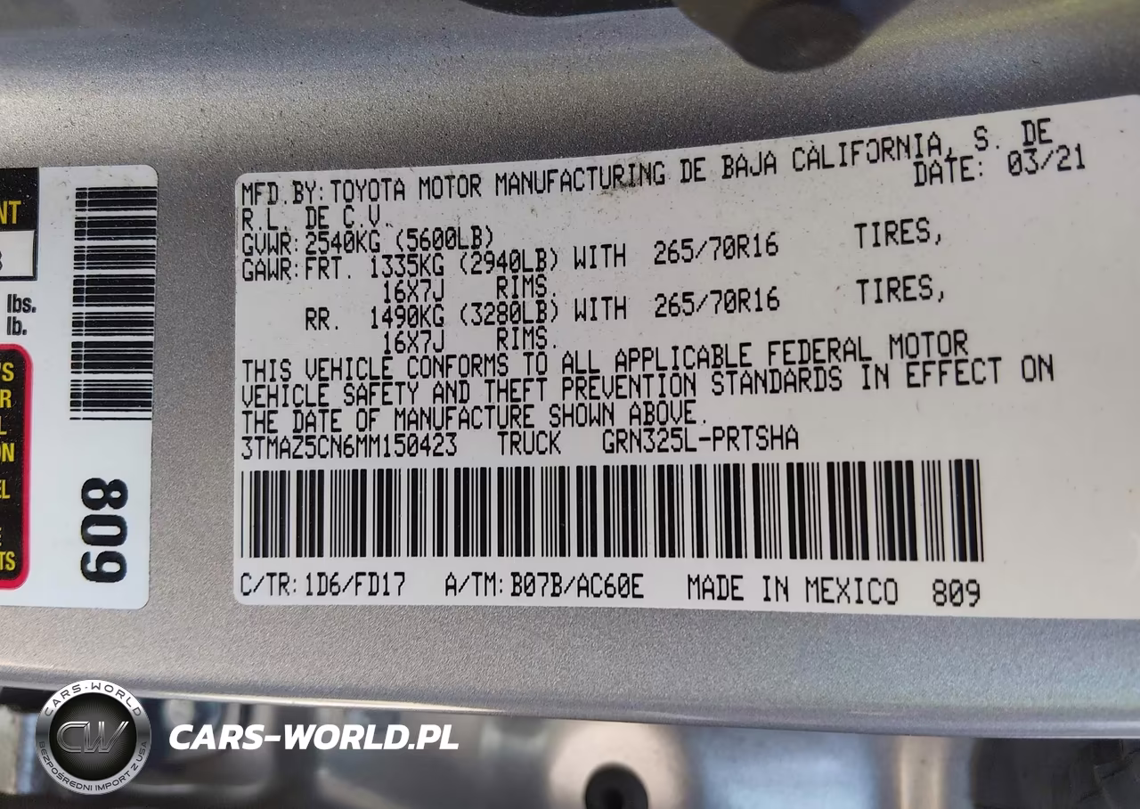 2021 Toyota Tacoma Trd Off-Road VIN:3TMAZ5CN6MM150423 - 9