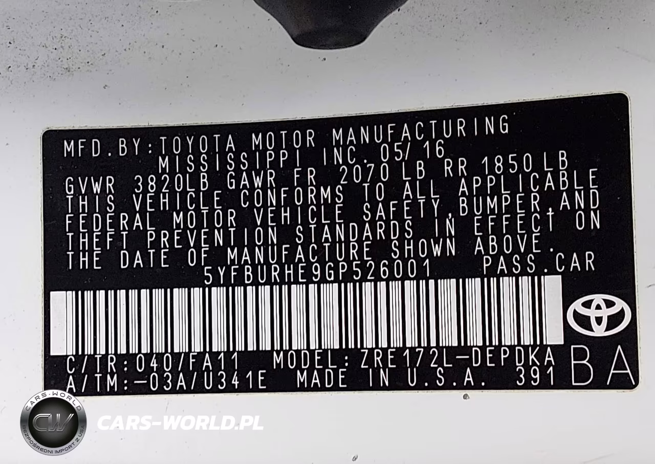 2016 Toyota Corolla L VIN:5YFBURHE9GP526001 - 9