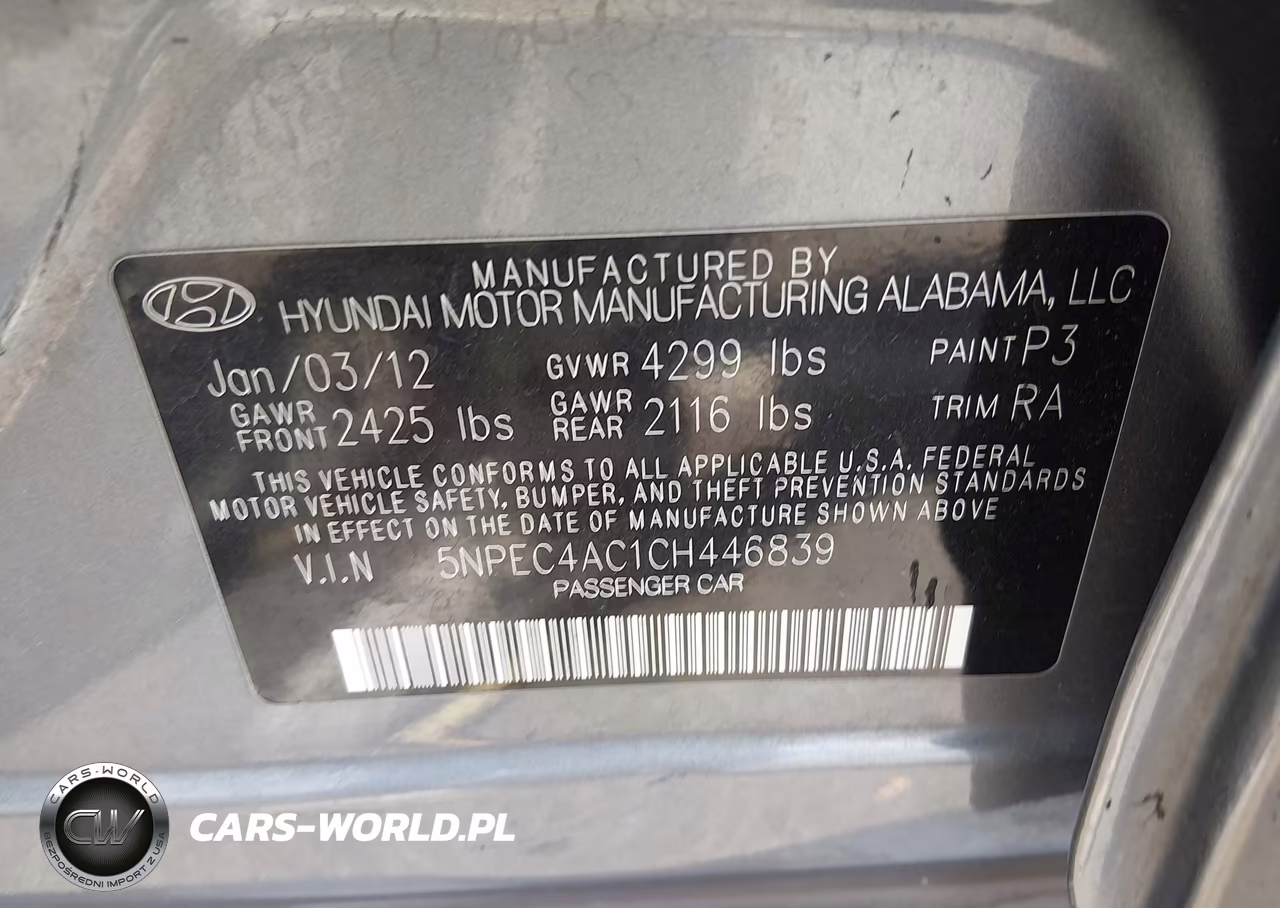2012 Hyundai Sonata Limited VIN:5NPEC4AC1CH446839 - 9