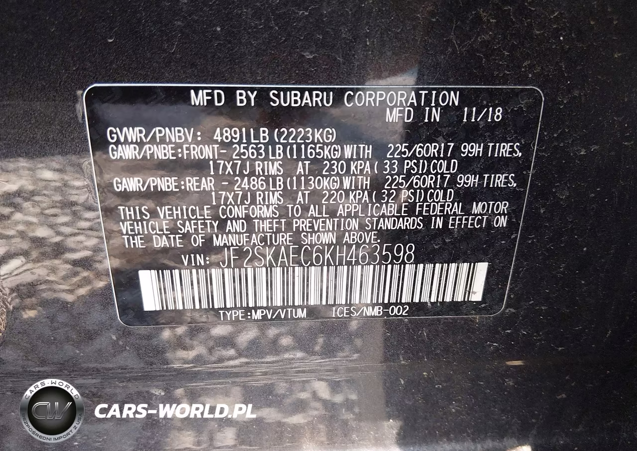 2019 Subaru Forester Premium VIN:JF2SKAEC6KH463598 - 9