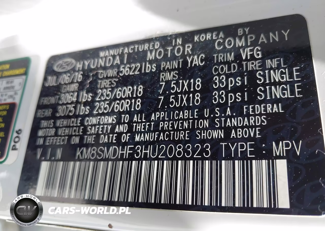 2017 Hyundai Santa Fe Se VIN:KM8SMDHF3HU208323 - 9