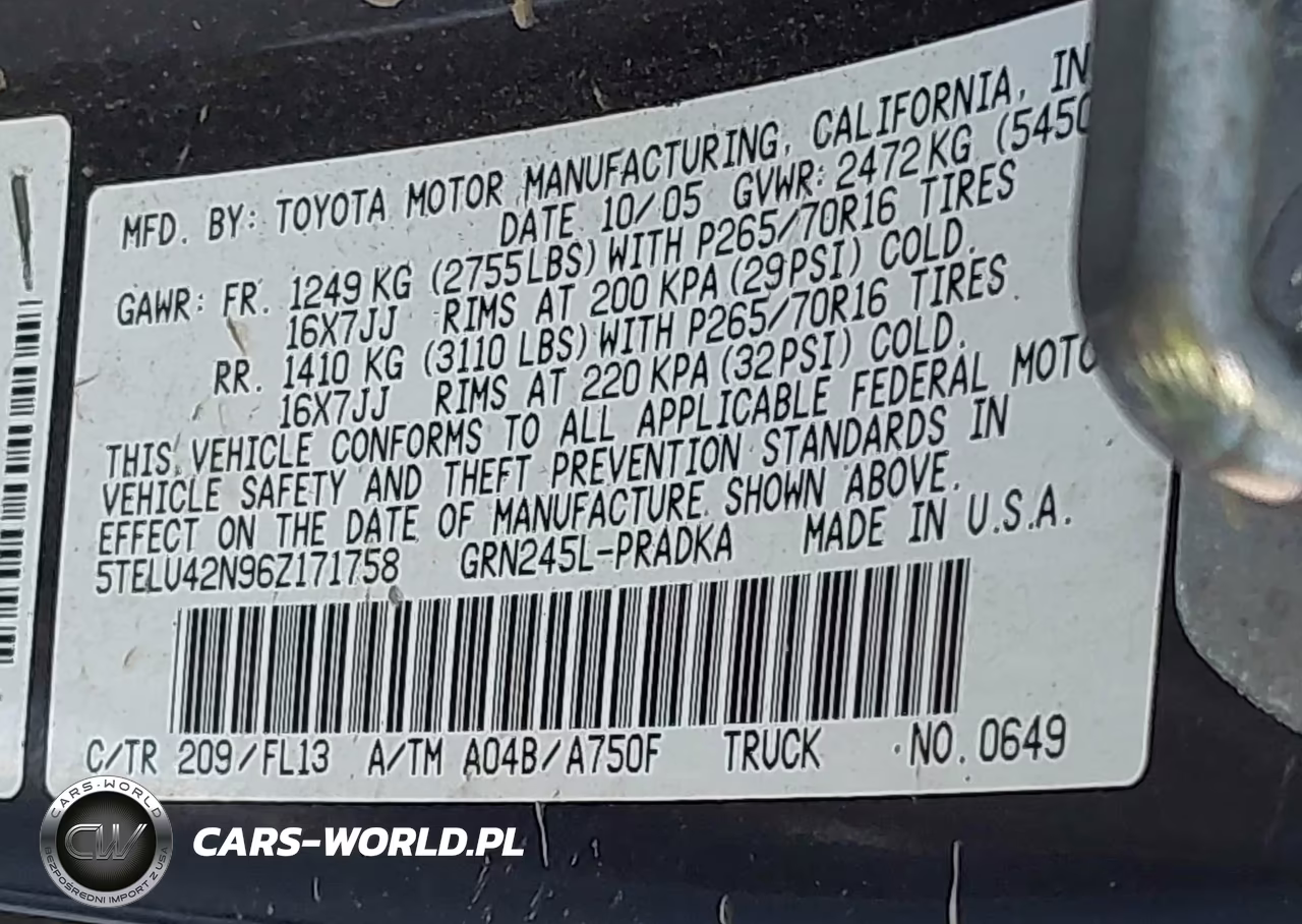 2006 Toyota Tacoma Base V6 VIN:5TELU42N96Z171758 - 12