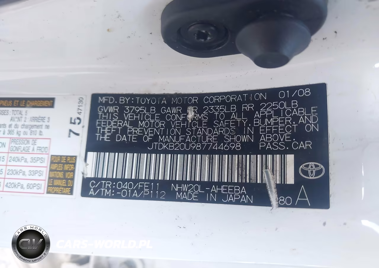 2008 Toyota Prius VIN:JTDKB20U987744698 - 9