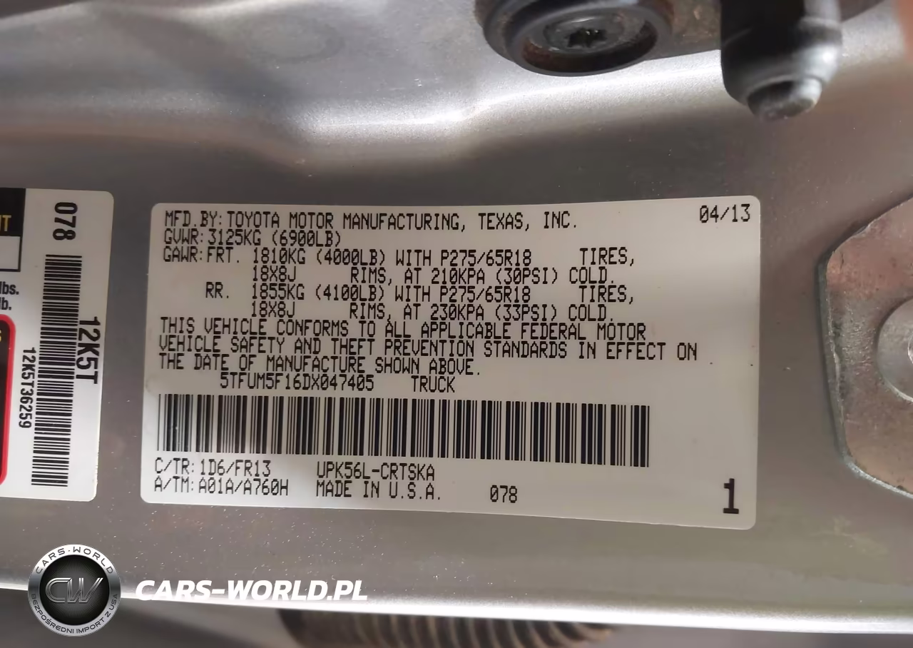 2013 Toyota Tundra Grade 4.6L V8 VIN:5TFUM5F16DX047405 - 9