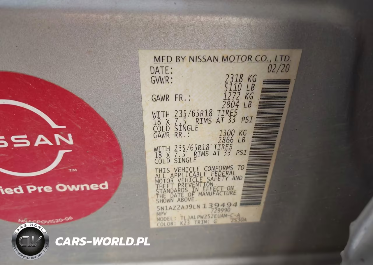 2020 Nissan Murano S Fwd VIN:5N1AZ2AJ9LN139494 - 9