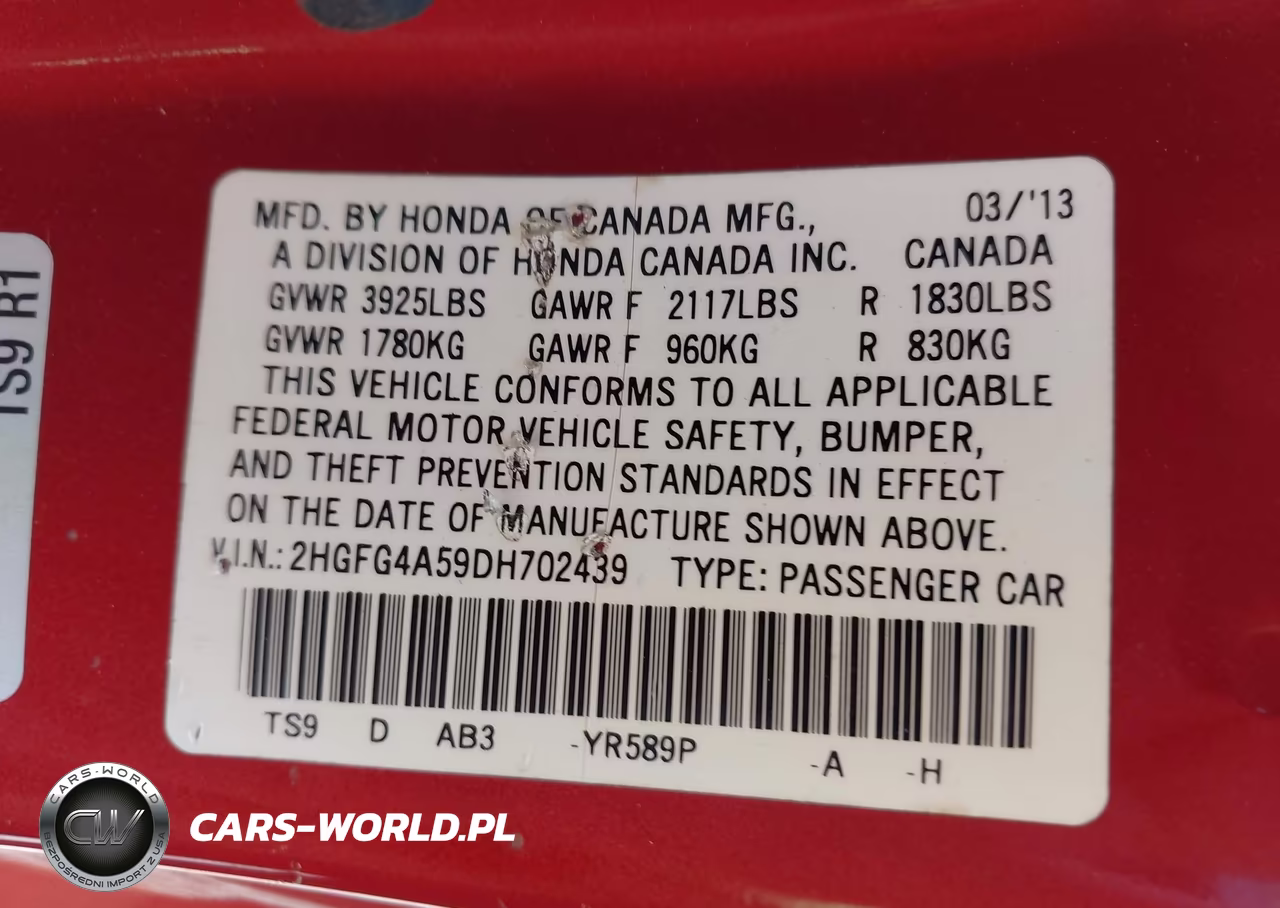 2013 Honda Civic Si VIN:2HGFG4A59DH702439 - 9