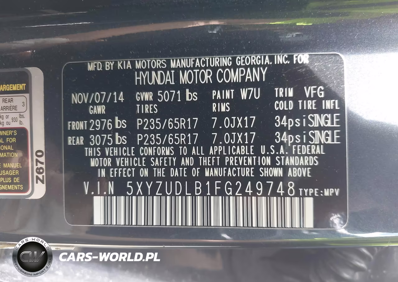 2015 Hyundai Santa Fe Sport 2.4L VIN:5XYZUDLB1FG249748 - 9