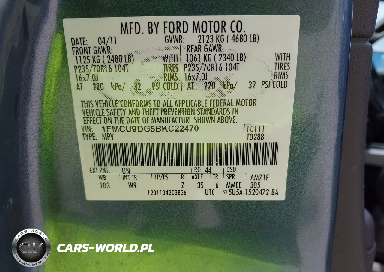 2011 Ford Escape Xlt VIN:1FMCU9DG5BKC22470 - 9