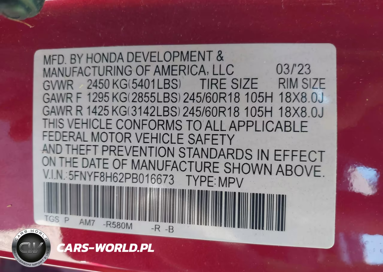 2023 Honda Passport Awd Trailsport VIN:5FNYF8H62PB016673 - 9