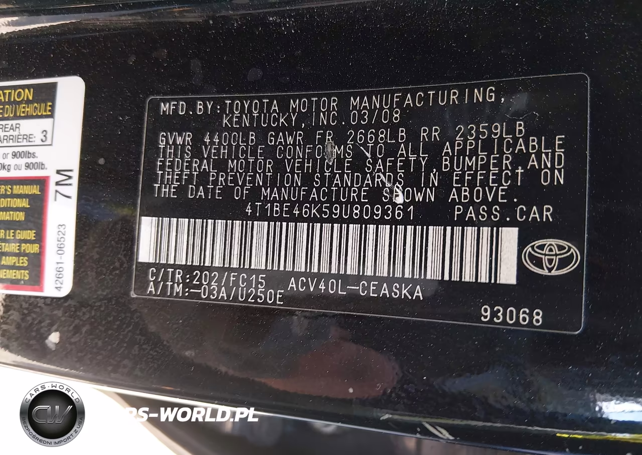 2009 Toyota Camry Se VIN:4T1BE46K59U809361 - 9