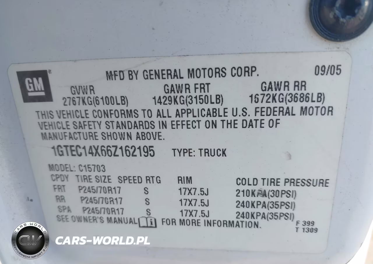 2006 GMC Sierra 1500 Work Truck VIN:1GTEC14X66Z162195 - 9