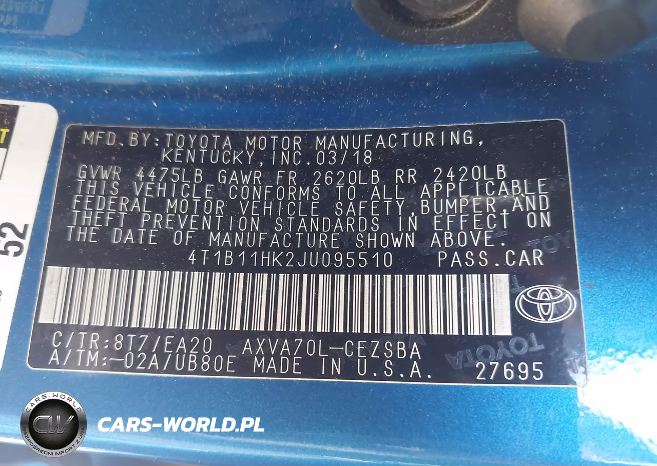 2018 Toyota Camry Se VIN:4T1B11HK2JU095510 - 9