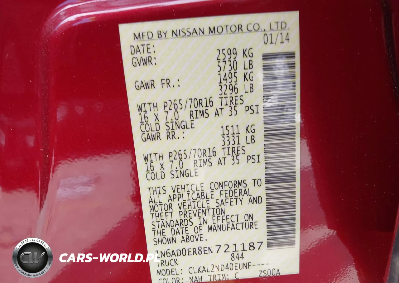 2014 Nissan Frontier Sv VIN:1N6AD0ER8EN721187 - 9
