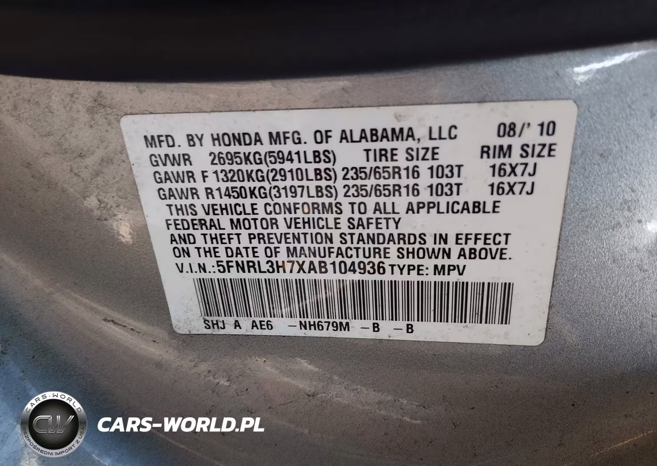 2010 Honda Odyssey Ex-L VIN:5FNRL3H7XAB104936 - 9
