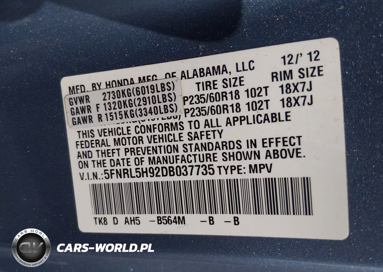 2013 Honda Odyssey Touring-Touring Elite VIN:5FNRL5H92DB037735 - 9
