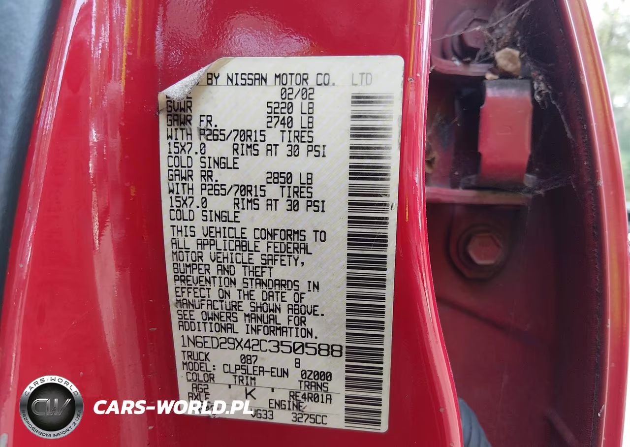 2002 Nissan Frontier Xe-V6 VIN:1N6ED29X42C350588 - 9
