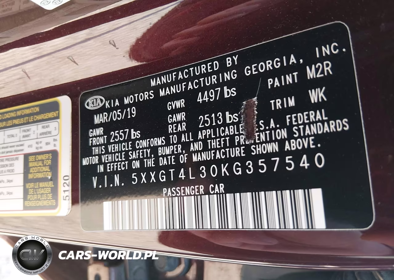 2019 Kia Optima Lx VIN:5XXGT4L30KG357540 - 9