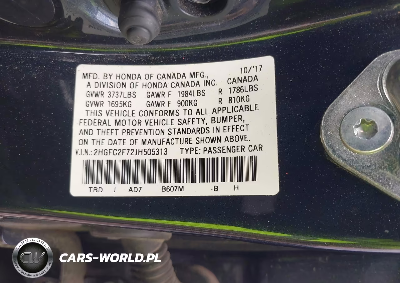 2018 Honda Civic Ex VIN:2HGFC2F72JH505313 - 7