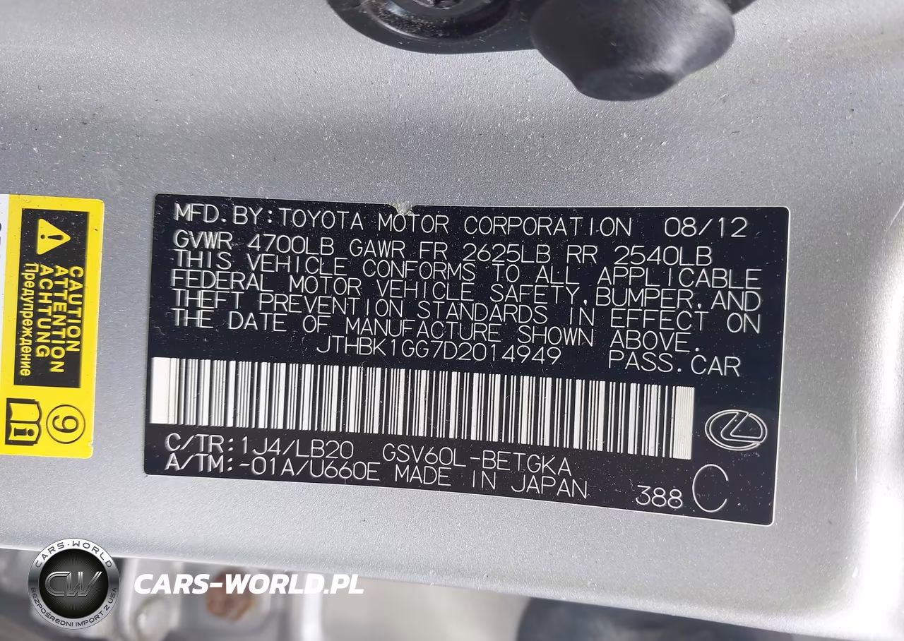 2013 Lexus Es 350 VIN:JTHBK1GG7D2014949 - 9