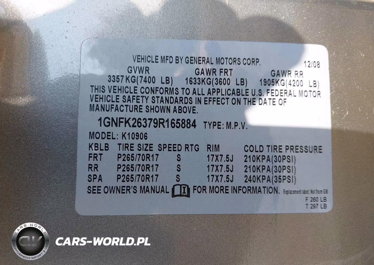 2009 Chevrolet Suburban 1500 Lt2 VIN:1GNFK26379R165884 - 9