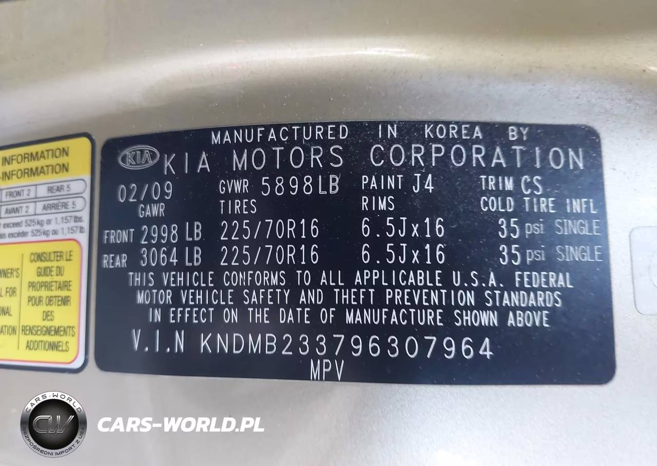 2009 Kia Sedona Lx VIN:KNDMB233796307964 - 9